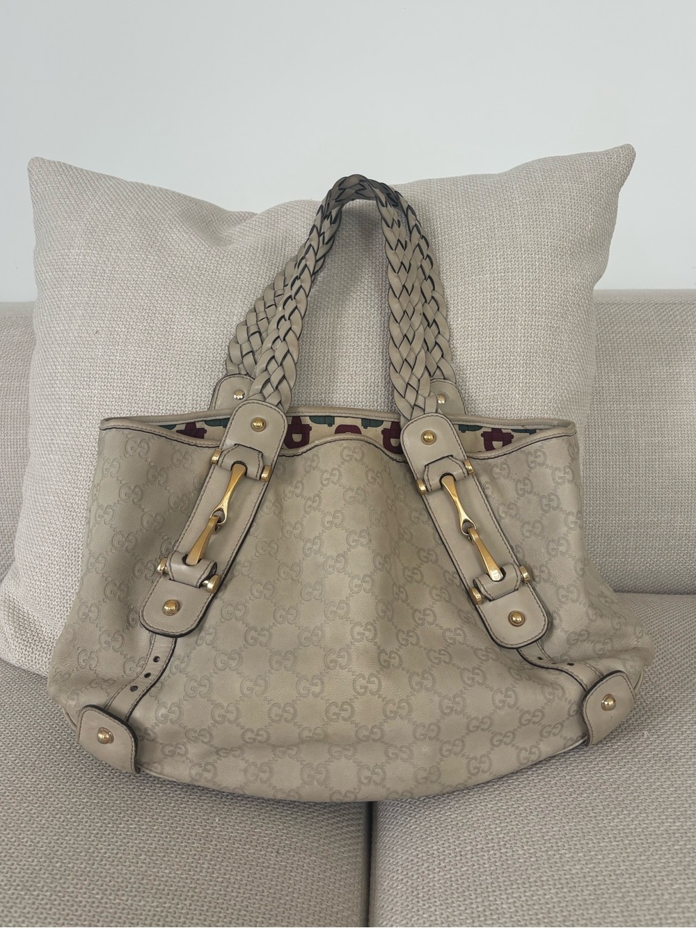 Gucci Beige Leather GG Pelham Shoulder Bag